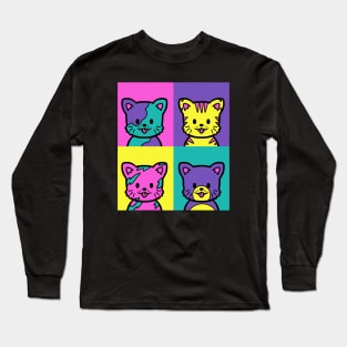 Cat Warhol Pop Art by Tobe Fonseca Long Sleeve T-Shirt